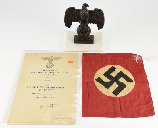 Lot #2342 - German Nazi WWII small car flag (approximately 10” x 12”  with moderate wear), 1944