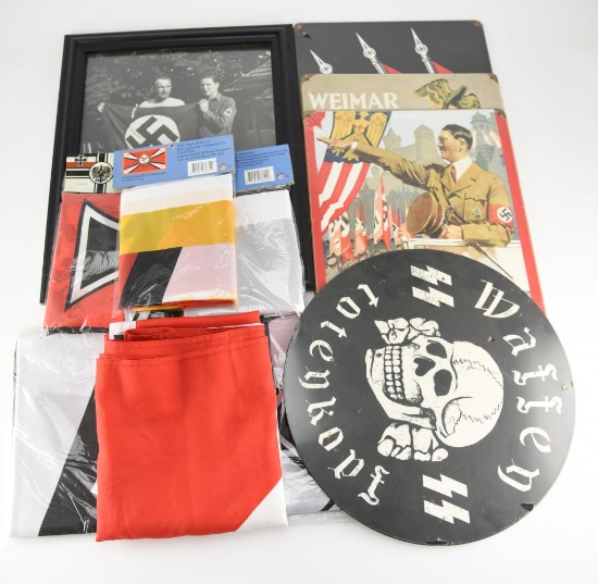 Lot #2349 - (6) German Reproduction flags to include: Imperial Flag, Nazi Luftwaffe Commander