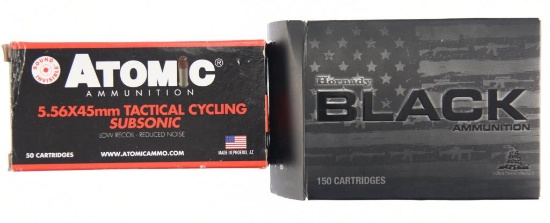 Lot #2352 - 200 Rds +/- .223/5.56mm – Includes 50 Rds +/- of Atomic 5.56x45mm Tactical Cycling