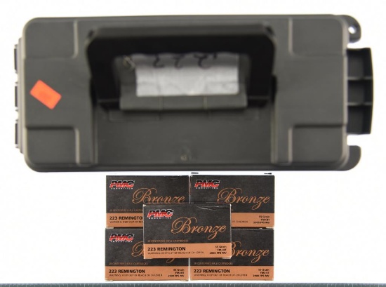 Lot #2353 - 5 Boxes of PMC Bronze .223 Rem 55Gr FMJ-BT (5 Box of 20 = 100 +/- Rds) w/Plastic