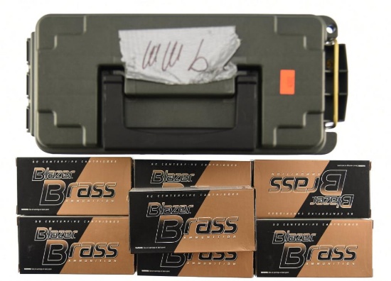 Lot #2355A - 7 Boxes of Blazer Brass (5200) 9mm Luger 115 G. FMJ (7 Boxes of 50 = 350 +/- Rds)