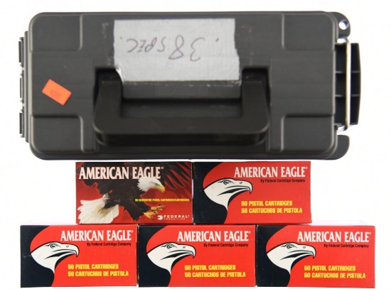 Lot #2376 - 5 Boxes of American Eagle .38 Spc l 130 Grn FMJ bullets (5 Boxes of 50 = 250 Rds)