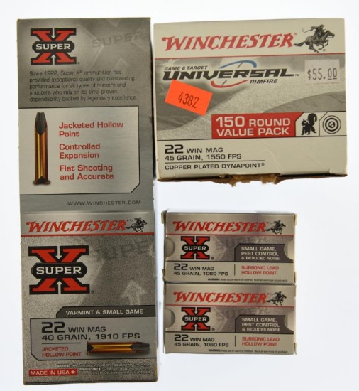 Lot #2386 - 500 Rds. +/- Winchester Super-X .22 Win Mag. To include: 5 Boxes of 50 Ea. Win.