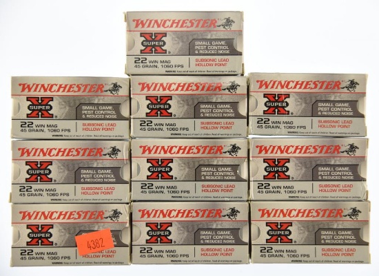 Lot #2390 - 500 Rds +/- of Winchester Super-X.22 Win Mag .45 Gr Subsonic Lead HP rounds