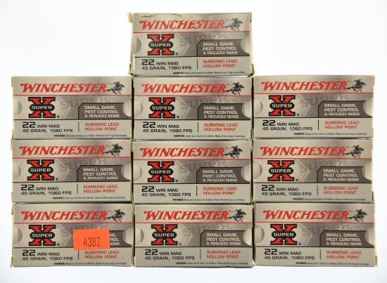 Lot #2394 - 500 Rds +/- of Winchester Super-X .22 Win Mag .45 Gr Subsonic Lead HP rounds