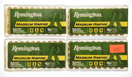 Lot #2396 - 200 Rds +/- of Remington Win. Magnum Rimfire .40 Grn JHP rounds (4 Boxes of 50 =