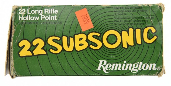 Lot #2398 - 500 Rds +/- of Remington Subsonic .22 LR Hollow Points (10 Boxes of 50 = 500 Rds)