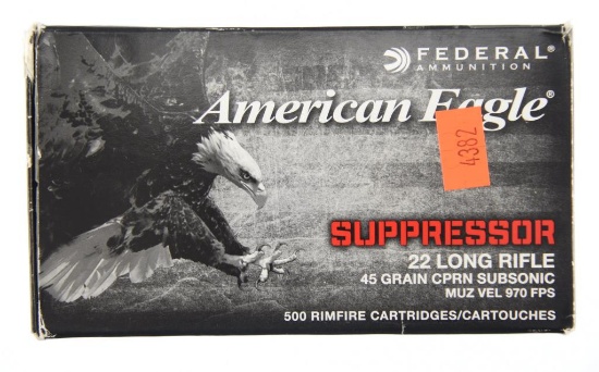 Lot #2399 - 500 Rds +/- of Federal American Eagle .22 LR .45 Grn CPRN Subsonic Rounds