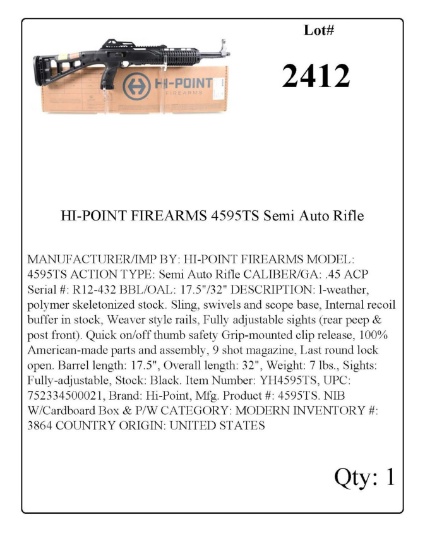 HI-POINT FIREARMS 4595TS Semi Auto Rifle