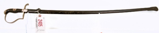 Lot #2455 - German/Prussian Imperial NCO Officer Dress Sword w/Scabbard. 30.5” Blade. 36.5” OAL.