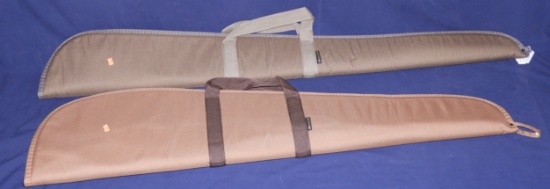 Lot #2461 - Two Tan Allen soft padded rifle cases: #1 is 52" Shotgun Case, #2 is 47" Scoped rifle