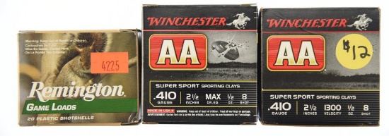 Lot #2479 - 3 Boxes .410 Shotshells: 20 Remington .410 2.5” ½ Oz #6 Shot Games Loads. 50 Rds of