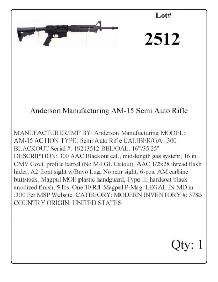 Anderson Manufacturing AM-15 Semi Auto Rifle
