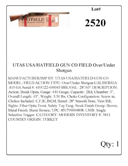 UTAS USA/HATFIELD GUN CO FIELD Over/Under Shotgun