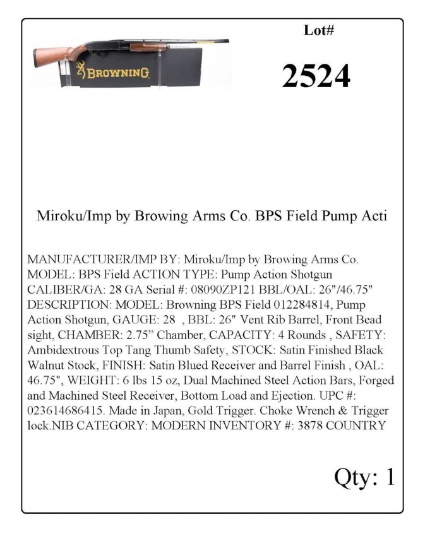 Miroku/Imp by Browing Arms Co. BPS Field Pump Action Shotgun