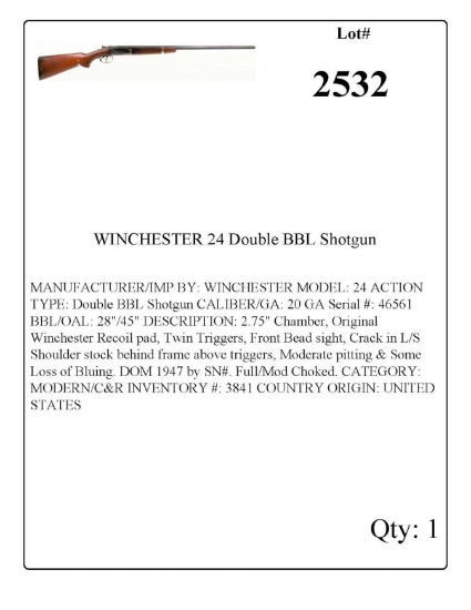 WINCHESTER 24 Double BBL Shotgun