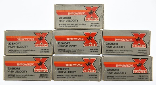 Lot #2557 - 7 Boxes of Winchester .22 Short High Velocity X22S Ammo (7 Boxes of 50 = 350 Rds +/-)
