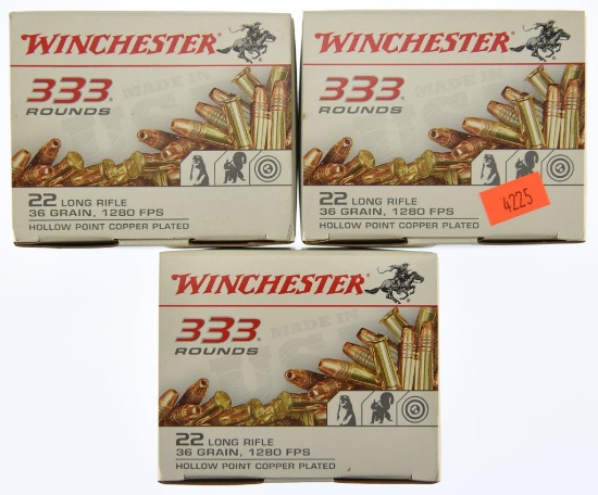 Lot #2562 - 999 Rds +/- Winchester .22 LR 36 Grn  Copper Plated Hollow Point Ammo