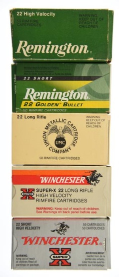 Lot #2565 - 250 Rds +/- Mix of Remington & Winchester .22 S/L/LR Ammo to include: 1 Box Rem.