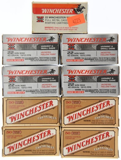 Lot #2566 - 450 Rds +/- of Winchester .22 Mag Ammo to include: 1 Box of Win Super-X White Box