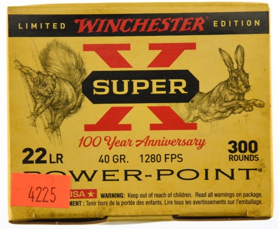 Lot #2575 - 300 Rds. +/- of Winchester Super-X Ltd. Ed. 100 Year Anniv. .22 LR 40 Grn plated