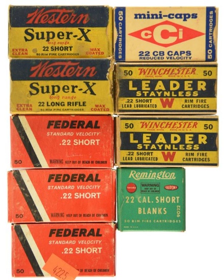 Lot #2576 - Misc Lot of .22 Short Ammo to Include: 2 Boxes of Western Super-X .22 Short (100 Rds +/-