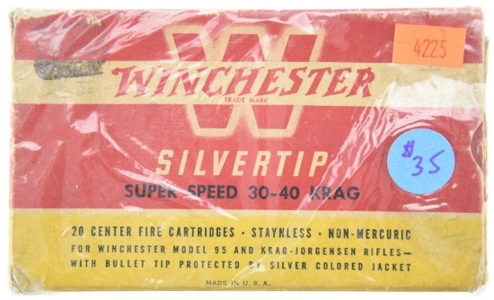 Lot #2582 - 1 Box (20 Rds +/-) of Winchester .30-40 Krag Silvertip Super Speed 180 Grn (R3050)