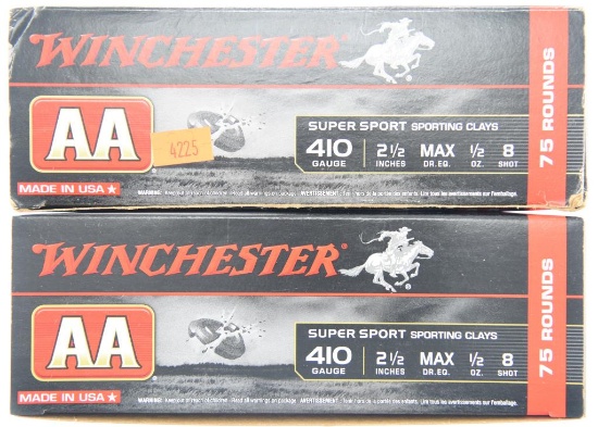 Lot #2592 - 137 Rds +/- of Winchester AA .410 GA 2.5” ½ Oz. #8 Shot (5 Boxes of 25 & 1 Box of