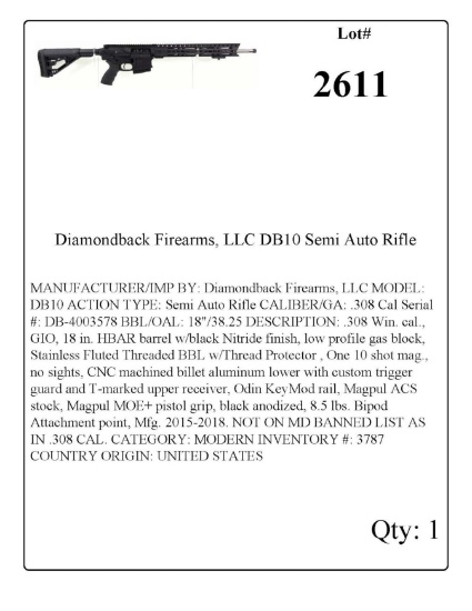 Diamondback Firearms, LLC DB10 Semi Auto Rifle