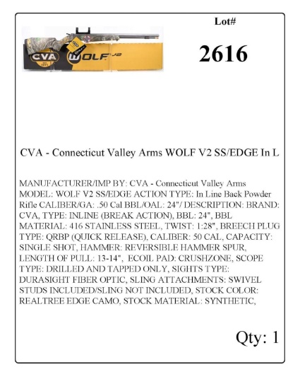 CVA - Connecticut Valley Arms WOLF V2 SS/EDGE Black Powder Rifle