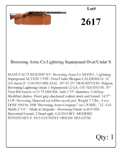 Browning Arms Co Lightning Superposed Over/Under Shotgun