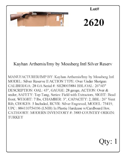 Kayhan Arthemis/Imy by Mossberg Intl Silver Reserve O/U Shotgun