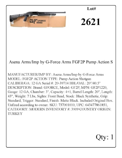 Asena Arms/Imp by G-Force Arms FGF2P Pump Action Shotgun