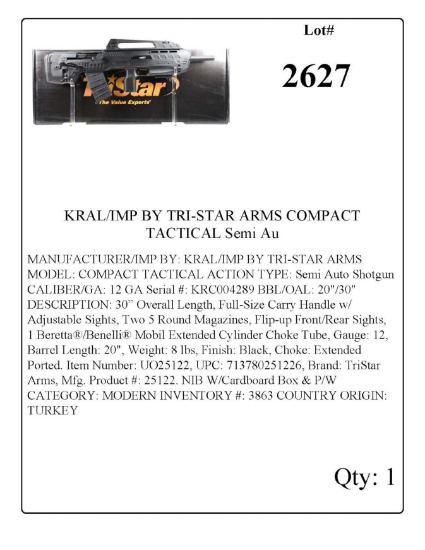 KRAL/IMP BY TRI-STAR ARMS COMPACT TACTICAL Semi Auto Shotgun