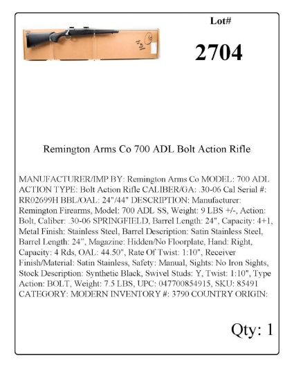 Remington Arms Co 700 ADL Bolt Action Rifle
