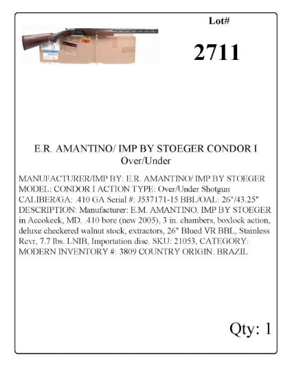 E.R. AMANTINO/ IMP BY STOEGER CONDOR I Over/Under Shotgun