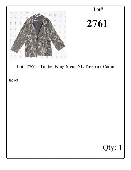Lot #2761 - Timber King Mens XL Treebark Camo Jacket