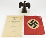 Lot #2342 - German Nazi WWII small car flag (approximately 10” x 12”  with moderate wear), 1944