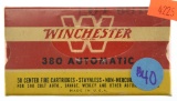 Lot #2579 - 1 Box (50 Rds +/-) of Winchester .380 Automatic 95 Grn Full patch. (K3851T). In