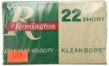 Lot #2599 - 500 Rds +/- of Remington .22 Short Std. Velocity Kleanbore Ammo