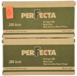 Lot #2654 - 2 Boxes of 50 Rds Ea. Perfecta .380 Auto 95 Grn FMJ UPC 814950013016.