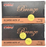 Lot #2662 - 100 Rds of PMC Bronze .38 Super Auto +P 130 Grn FMJ. UPC 741569070126