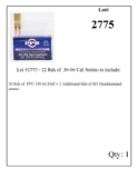 Lot #2775 - 22 Rds of .30-06 Cal Ammo to include: 20 Rds of  PPU 150 Gr FMJ + 2 Additional Rds