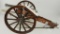 .68 Caliber Bore Black Powder Cannon. Barrel is 15”, 28” OAL, 13.75” Wide. 11.5” Tall wheels