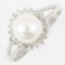 Estate 14K white gold diamond & pearl ring