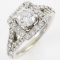 Estate 18K white gold diamond ring with platinum crown