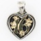 Estate James Avery 14K yellow gold & sterling silver “16” flower & heart pendant