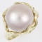 Vintage 14K yellow gold South Sea pearl filigree ring