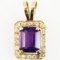 Estate 14K yellow gold diamond & amethyst pendant