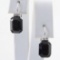 Pair of estate 14K white gold diamond & garnet earrings